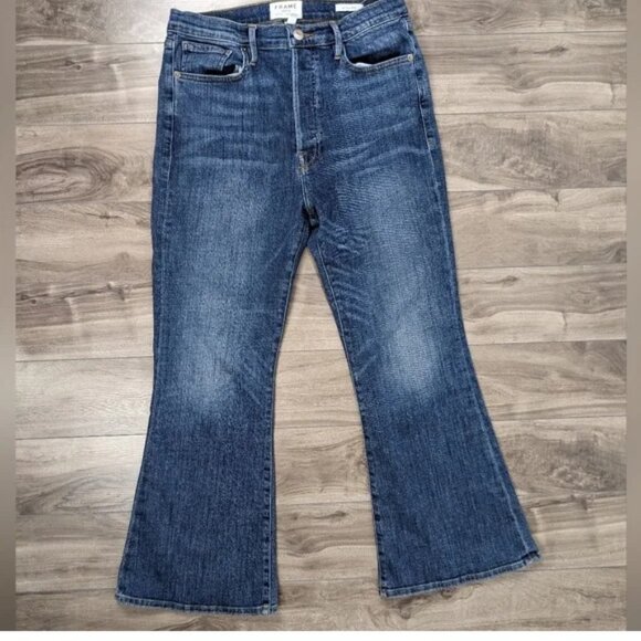 Frame Denim Le Crop Flare Blue Jeans Size 30 Button Fly Sunrise Park - 30 - Picture 4 of 13